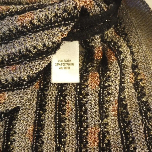 St John Womens M Knit Cardigan Black Striped Metallic Polka Dot Top Holiday - Picture 9 of 11